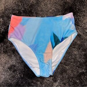 BNWT The Blushing Brunette Multicolor Tie Dye High Waisted Bikini Bottom Sz M